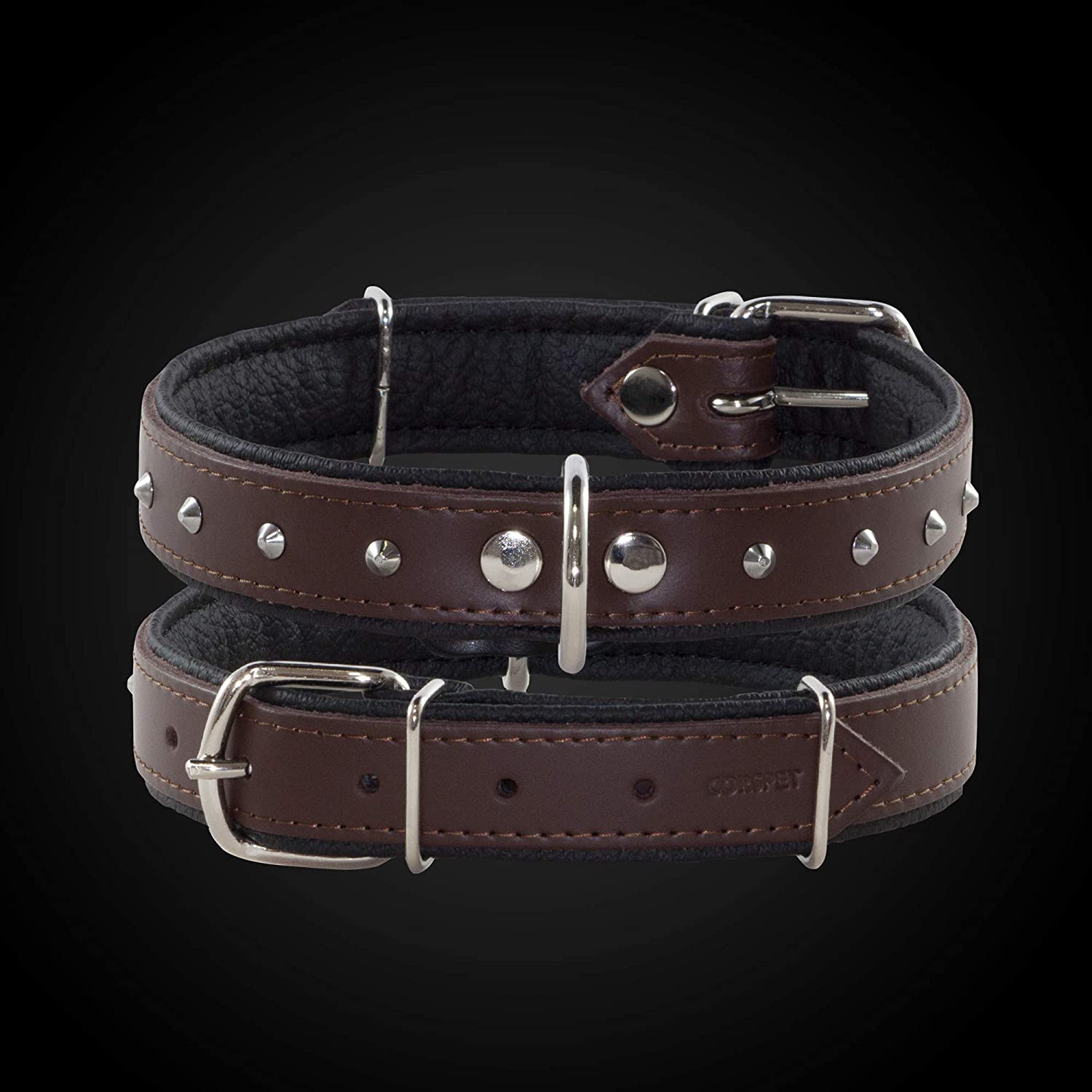 brown leather collar, large dog collar