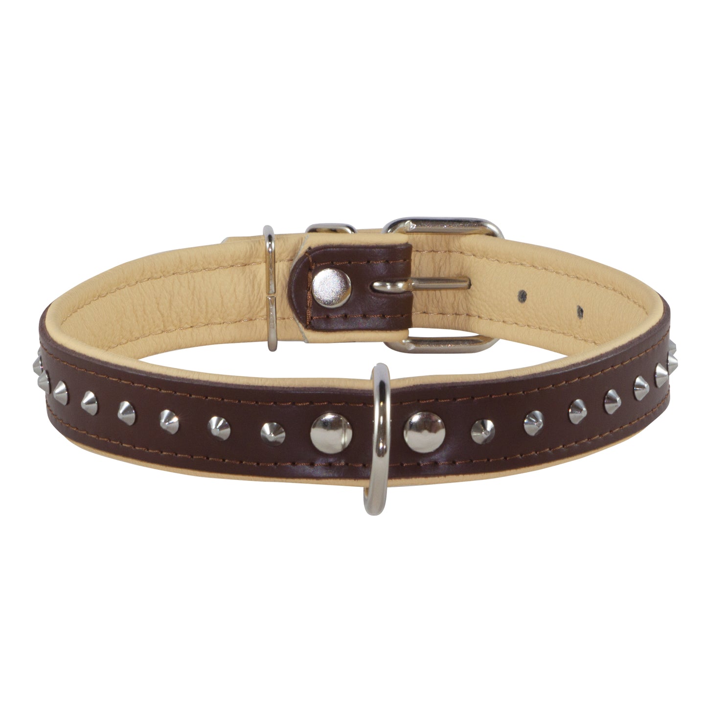 Corspet Full Grain Nappa Leather Dog Collar - Studded Leather with Silver Nickel Plated Hardware